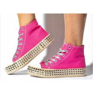 Mata‎ Sz 8 pink studded high top sneakers NIB