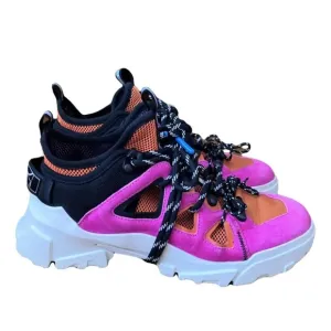 MCQ by Alexander McQueen Orbyt Mid  Sneakers Fuchsia And Orange suede size 6.5