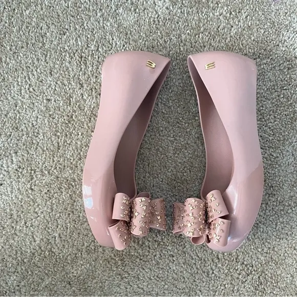 Melissa | Girl's Ultragirl Sweet XVI Luxe Bow Ballet Flats Size 3 Pink Gold