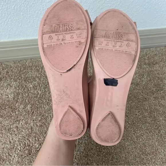 Melissa | Girl's Ultragirl Sweet XVI Luxe Bow Ballet Flats Size 3 Pink Gold