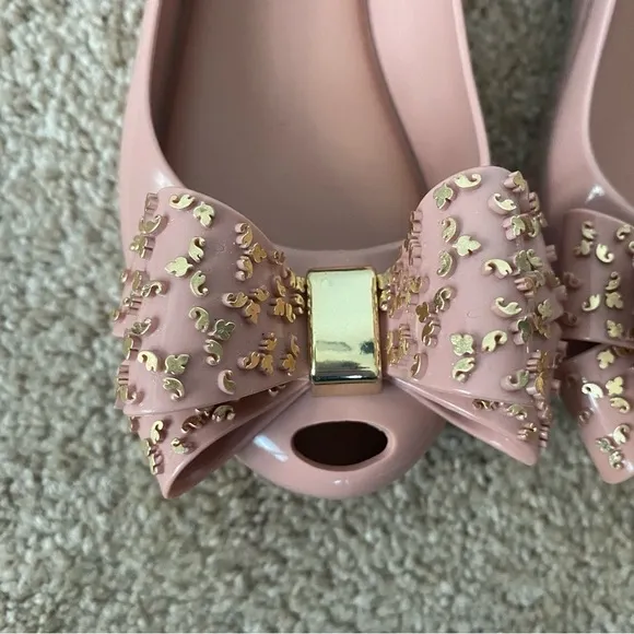 Melissa | Girl's Ultragirl Sweet XVI Luxe Bow Ballet Flats Size 3 Pink Gold