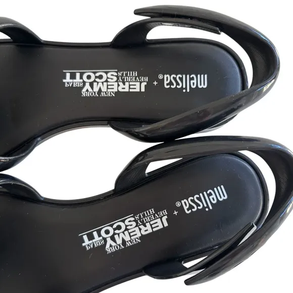 Melissa   Jeremy Scott Womens Tube Slingback Sandals Black Rubber Flat 9