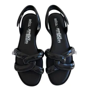 Melissa   Jeremy Scott Womens Tube Slingback Sandals Black Rubber Flat 9