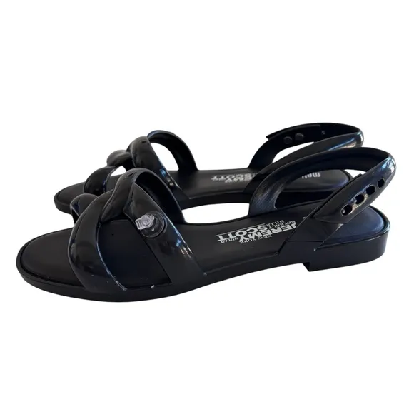 Melissa   Jeremy Scott Womens Tube Slingback Sandals Black Rubber Flat 9