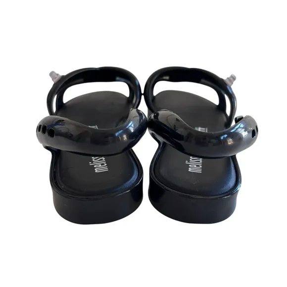 Melissa   Jeremy Scott Womens Tube Slingback Sandals Black Rubber Flat 9