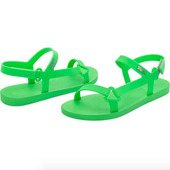 Melissa Sun Downtown Green Strap Sandals