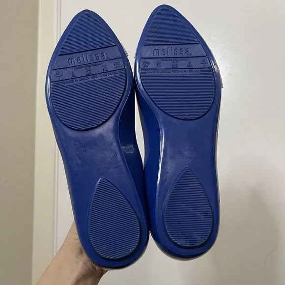 Melissa x Karl lagerfeld blue zipper rubber pointed toe flats size US 6