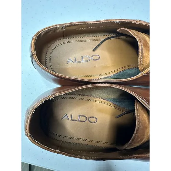 Men’s Aldo Loafers Dress Shoes Galerrang 28 Cognac Brown Lace Up Mens Derby 10.5