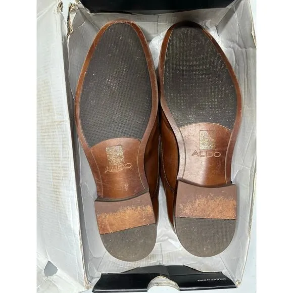 Men’s Aldo Loafers Dress Shoes Galerrang 28 Cognac Brown Lace Up Mens Derby 10.5