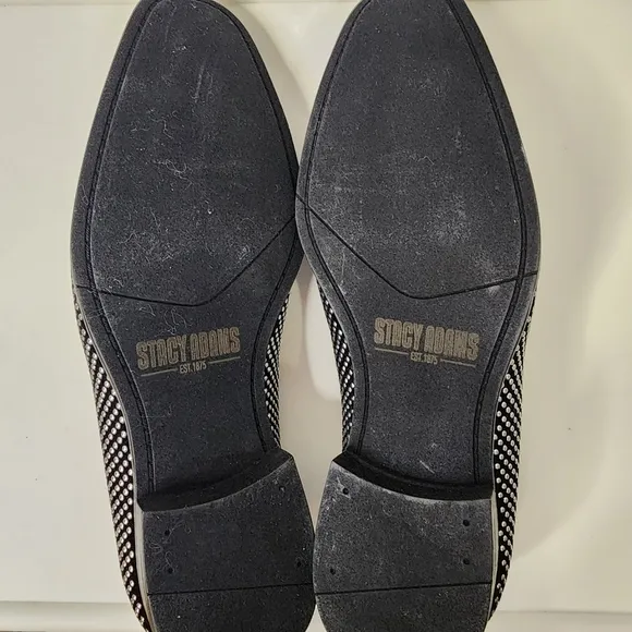 Mens Black Silver Studded Stacy Adams Swagger Slip-On Loafers Memory Foam Bed