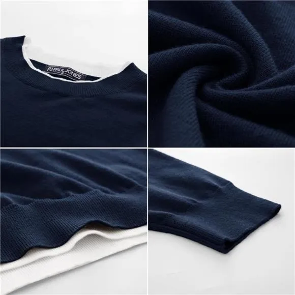 Mens Crewneck Dress Sweater Slim Fit Lightweight Wool Blend Knitted Sweaters‎
