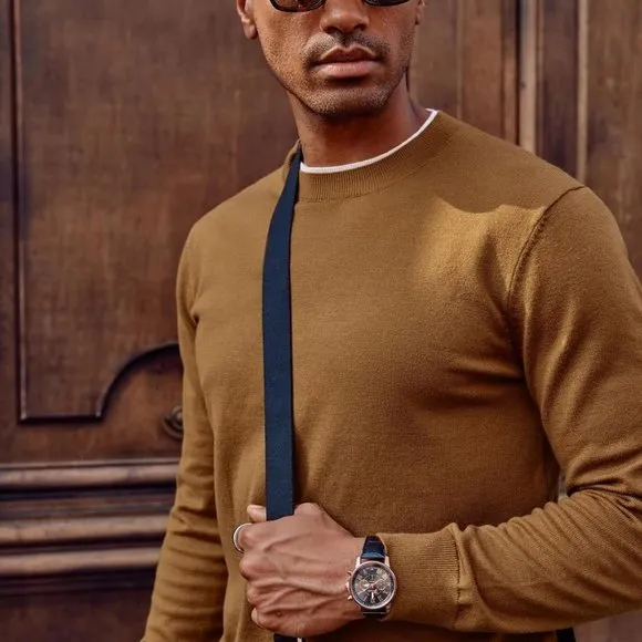 Mens Crewneck Dress Sweater Slim Fit Lightweight Wool Blend‎ Knitted Sweaters