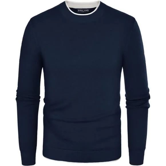 Mens Crewneck Dress Sweater Slim Fit Lightweight Wool Blend Knitted Sweaters‎