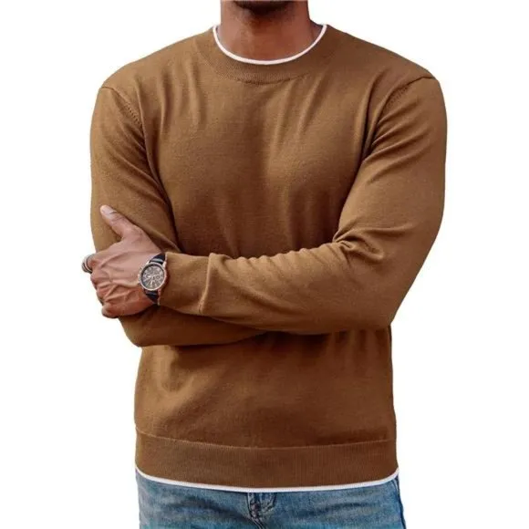 Mens Crewneck Dress Sweater Slim Fit Lightweight Wool Blend‎ Knitted Sweaters