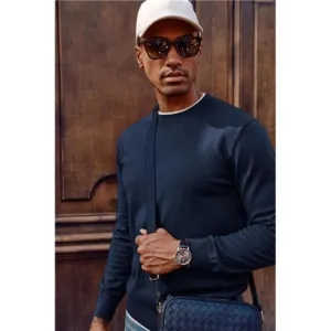 Mens Crewneck Dress Sweater Slim Fit Lightweight Wool Blend Knitted Sweaters‎