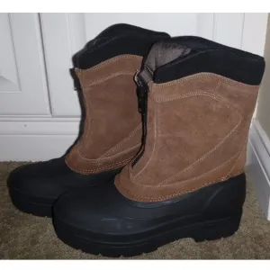 Mens Falls Creek Banff ZIP UP Winter Snow Boots Size 7 8 14 Leather Upper