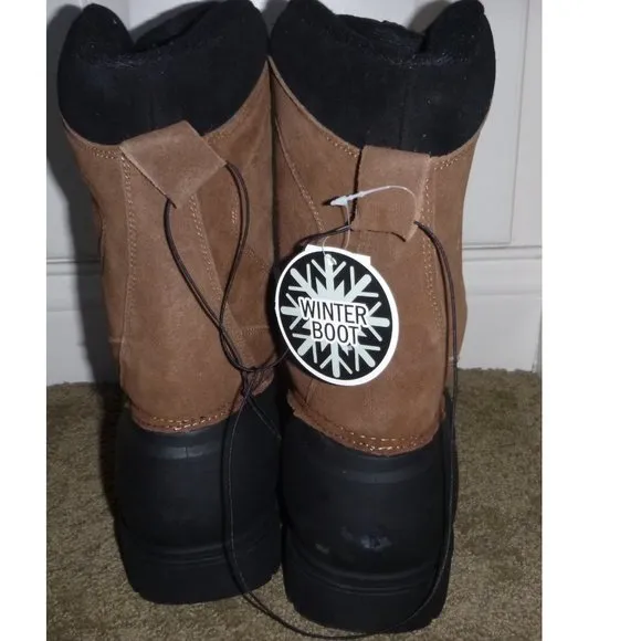 Mens Falls Creek Banff ZIP UP Winter Snow Boots Size 7 8 14 Leather Upper