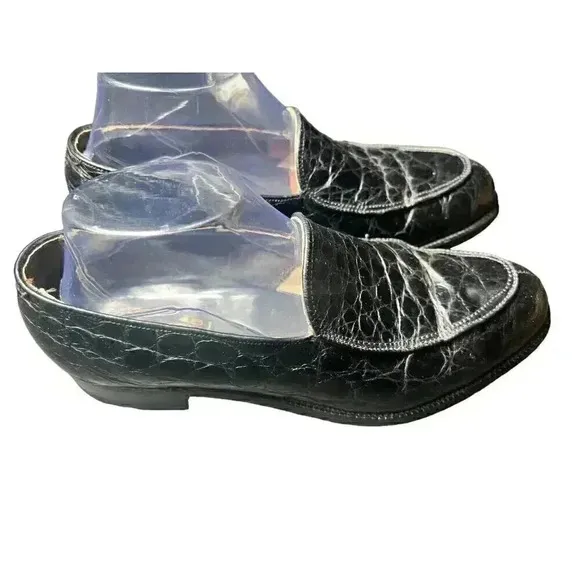 Men's FootJoy Loafers Dress Shoes Size 7 D Black Alligator