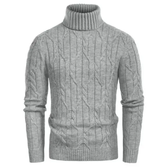 Men's L11 Turtleneck Pullover Sweaters Light Grey