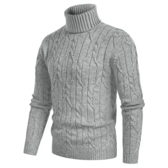 Men's L11 Turtleneck Pullover Sweaters Light Grey
