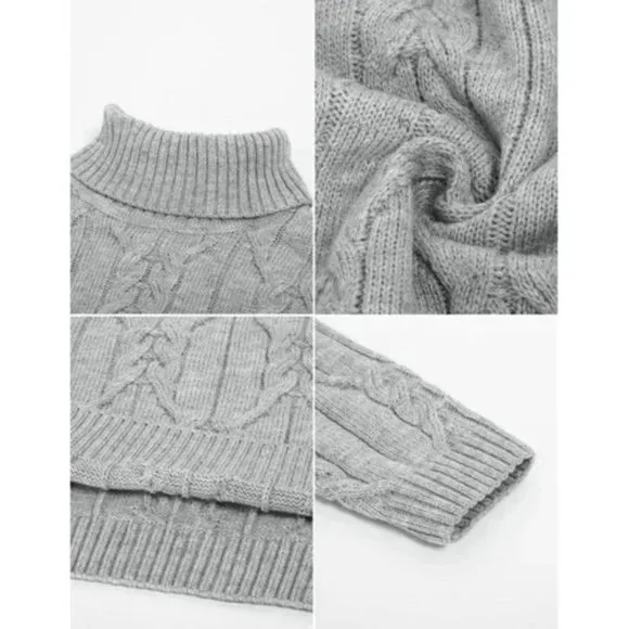 Men's L11 Turtleneck Pullover Sweaters Light Grey