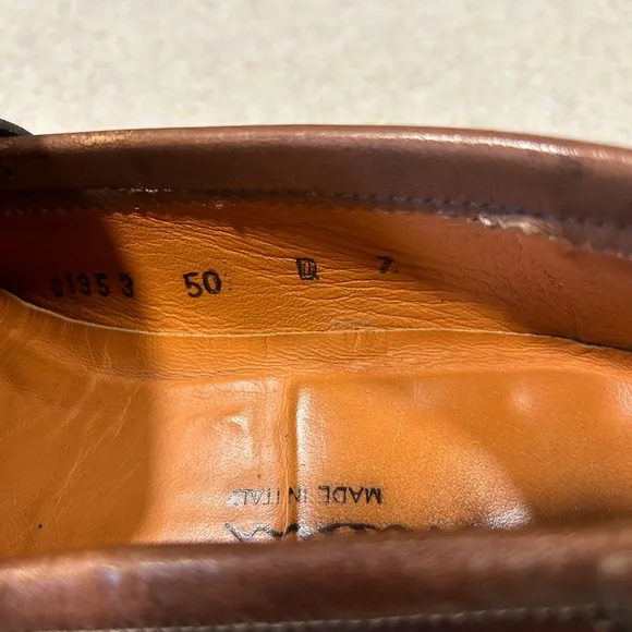Men's Santoni Slip On Penny Loafers Dress Shoes Sz 7 D Womens 8.5 Brown Leather