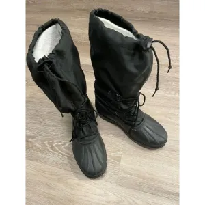 Men's Sorel Black Tall Natural Rubber Snow Boots Size 7 Snowlion Waterproof