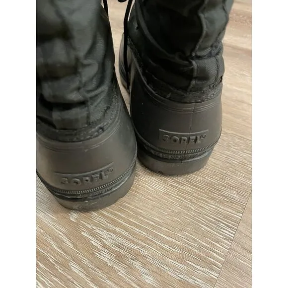 Men's Sorel Black Tall Natural Rubber Snow Boots Size 7 Snowlion Waterproof