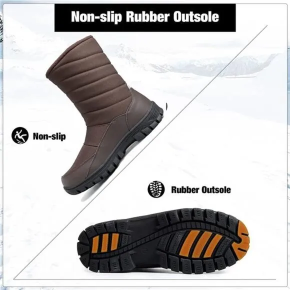 Men's Winter Snow Boots Waterproof Insulated Mid-Calf Hiking Boot
