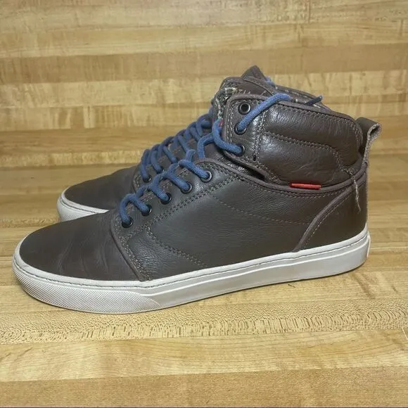 Mens Leather OTW Collection High Top Skateboard Sneakers Brown TC8G Sz 8