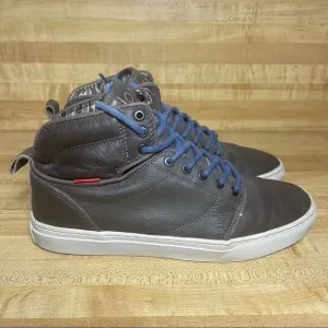 Mens Leather OTW Collection High Top Skateboard Sneakers Brown TC8G Sz 8