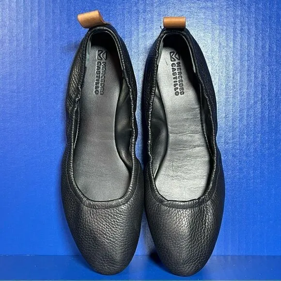 Mercedes Castillo Womens Carola Black Pebbled Leather Ballet Flats EU38.5/US8.5