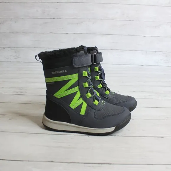 Merrell Baby Boy Winter Snow Boots Infant Size 4 Navy Black Gray Lime