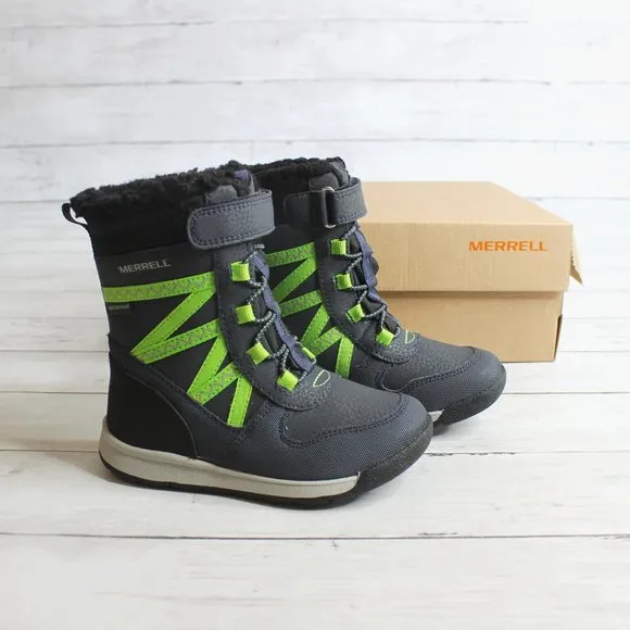 Merrell Baby Boy Winter Snow Boots Infant Size 4 Navy Black Gray Lime