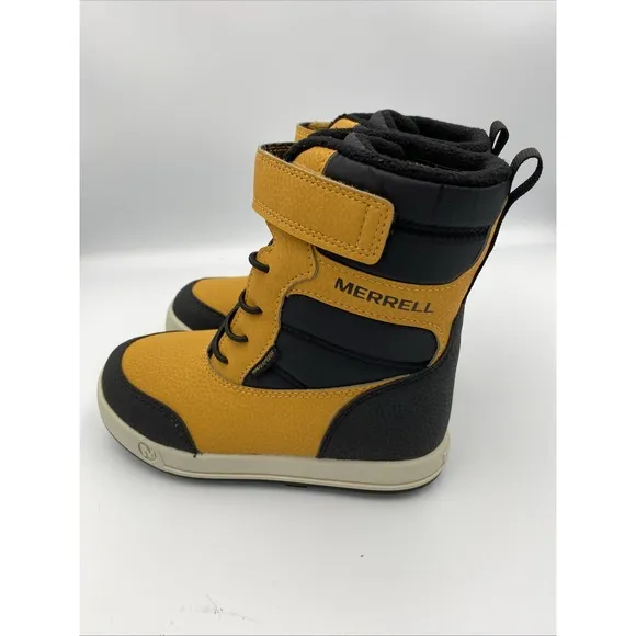 Merrell Boys Snow Boots Snow Ridge Size 12 M Black Yellow NWOB