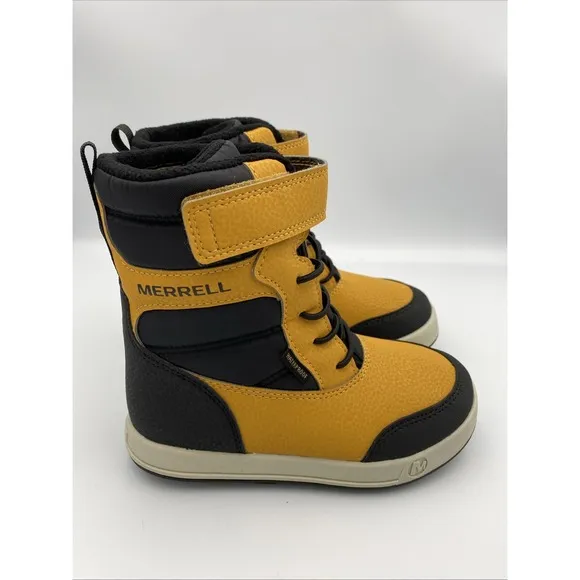 Merrell Boys Snow Boots Snow Ridge Size 12 M Black Yellow NWOB