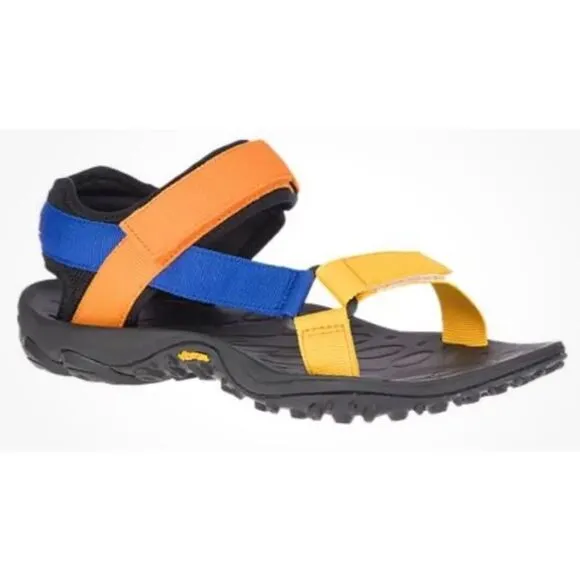 Merrell Men’s Kahuna Blue Orange Strappy Sandals Hook Loop Vibram Men Sz 11