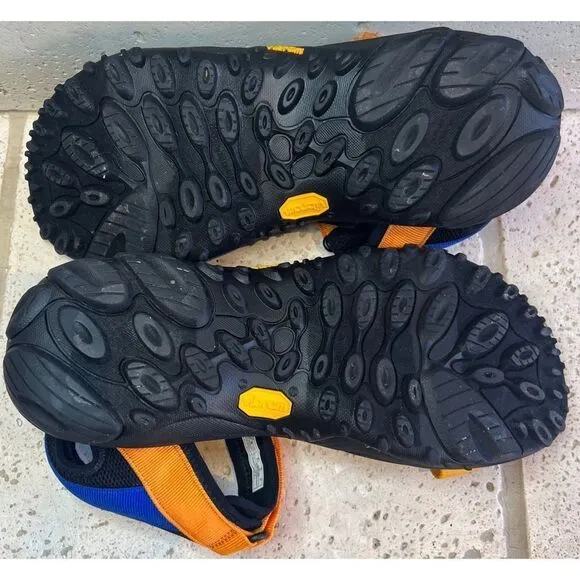 Merrell Men’s Kahuna Blue Orange Strappy Sandals Hook Loop Vibram Men Sz 11