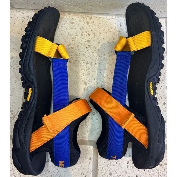 Merrell Men’s Kahuna Blue Orange Strappy Sandals Hook Loop Vibram Men Sz 11