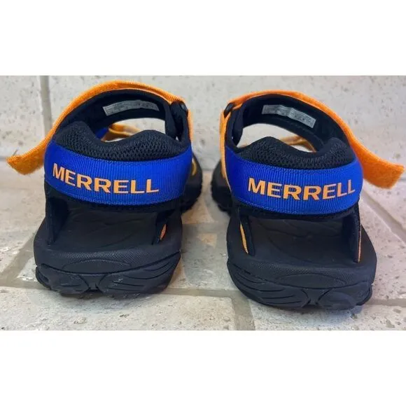 Merrell Men’s Kahuna Blue Orange Strappy Sandals Hook Loop Vibram Men Sz 11