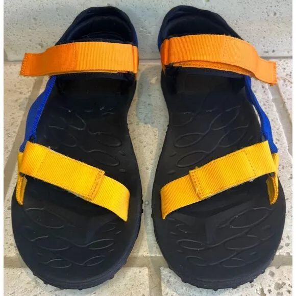 Merrell Men’s Kahuna Blue Orange Strappy Sandals Hook Loop Vibram Men Sz 11