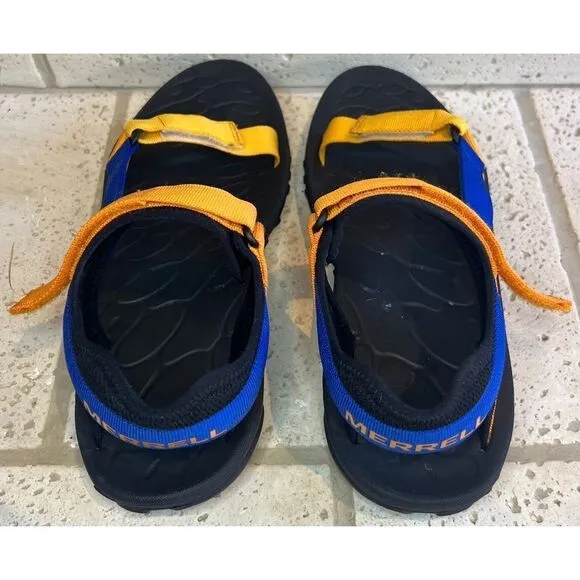 Merrell Men’s Kahuna Blue Orange Strappy Sandals Hook Loop Vibram Men Sz 11