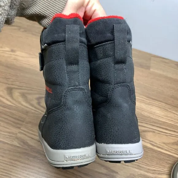 Merrell Snow Storm Boots Kids Size 4M  Waterproof Unisex Black and  Red