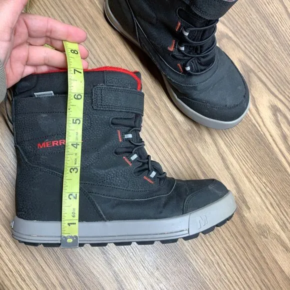 Merrell Snow Storm Boots Kids Size 4M  Waterproof Unisex Black and  Red