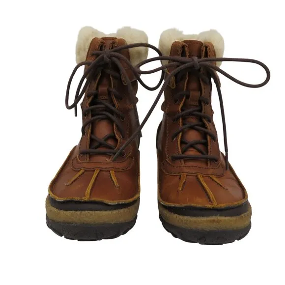 MERRELL Women's Brown Leather Tremblant Mid Polar Waterproof Boots 6 Faux Fur