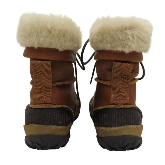 MERRELL Women's Brown Leather Tremblant Mid Polar Waterproof Boots 6 Faux Fur