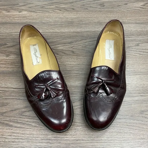 Mezlan Burgundy Tassel Wingtip Loafers 10.5 M