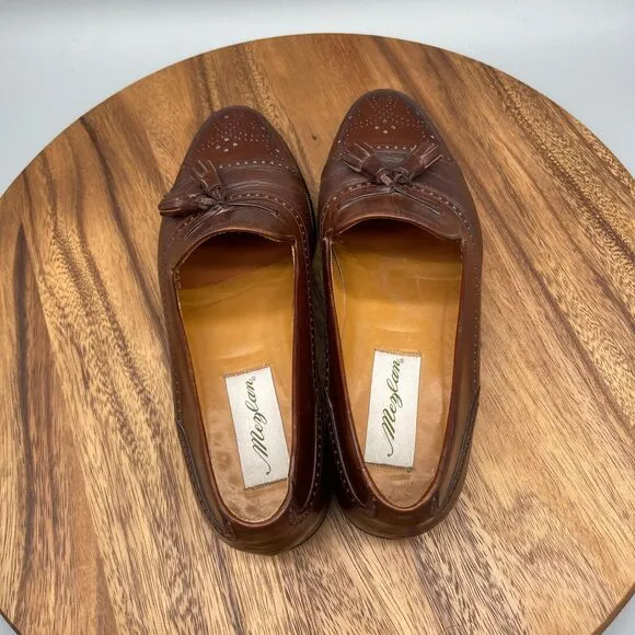 Mezlan Havana Loafers Mens Size 8 M Brown Leather Tassel Cap Toe Slip On Dress