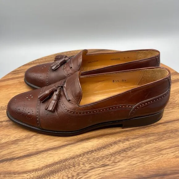 Mezlan Havana Loafers Mens Size 8 M Brown Leather Tassel Cap Toe Slip On Dress