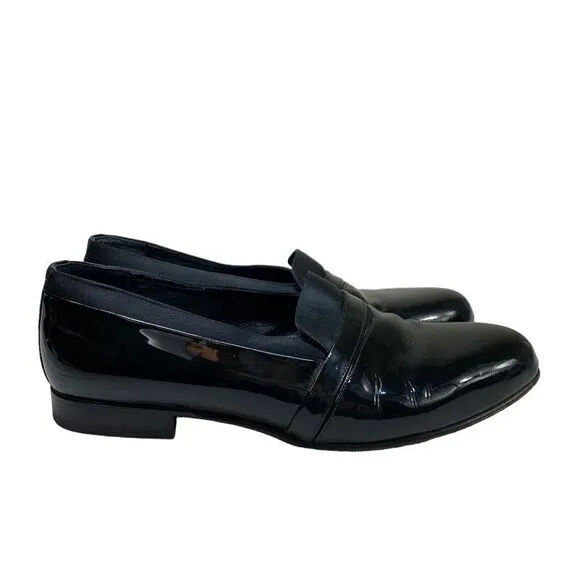 Mezlan Mirage Black Patent Leather Formal Tuxedo Dress Shoes 8.5 WIDE Loafers
